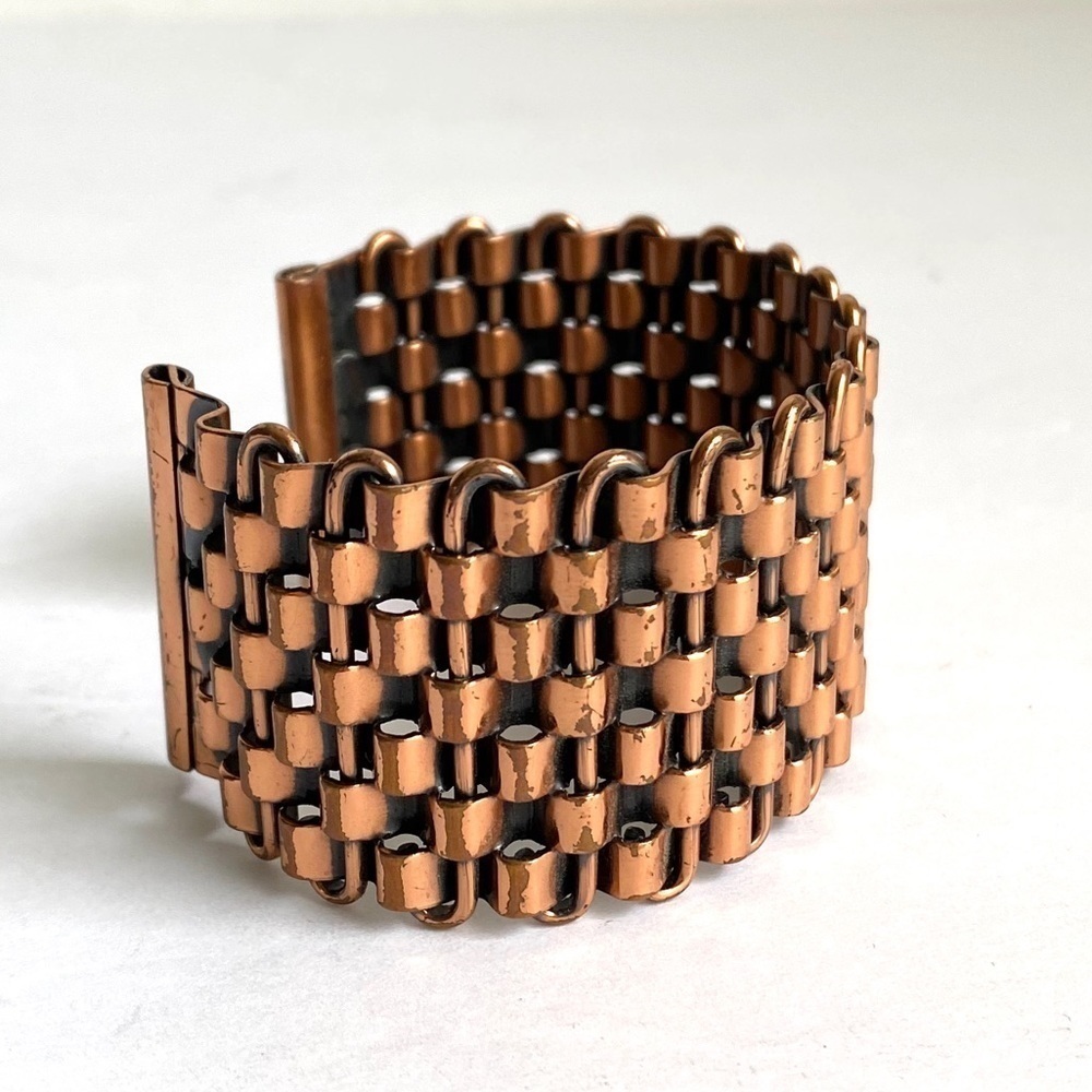 Vintage Renoir Copper‎ Bracelet Woven Cuff Bangle Mid Century Modern Mod Retro - Picture 3 of 9